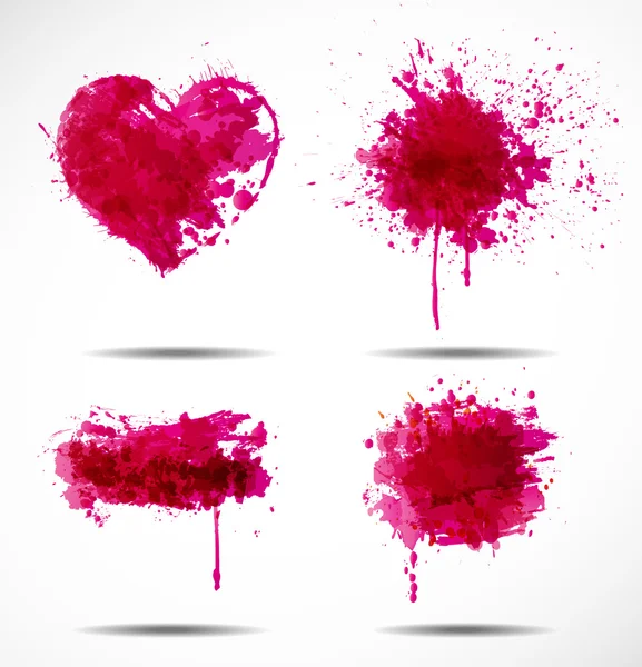 Ensemble de quatre objets grunge roses — Image vectorielle