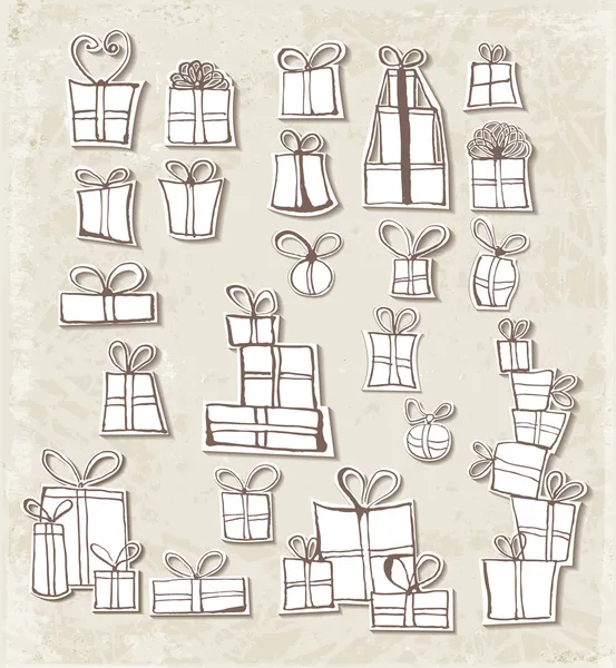 Paper-cut gift boxes in vintage style. — Stock Vector