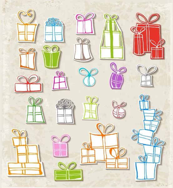 Papier-cut geschenkdozen... realistische schaduwen. — Stockvector