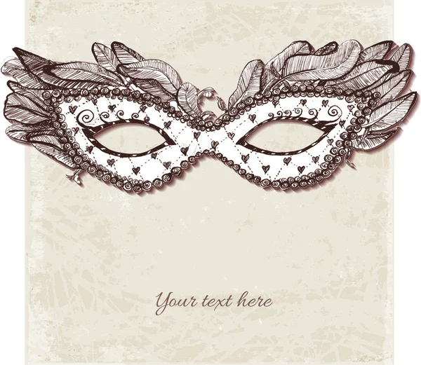 Vintage card with festive venetian mask. — Stock Vector