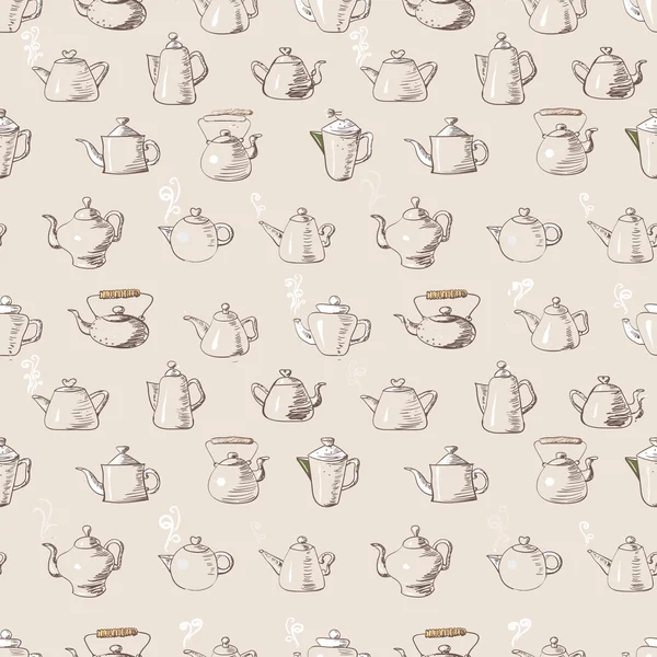 Seamless vintage background with teapots. — Stock Vector