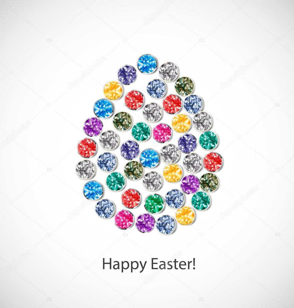Easter card. Easter egg made of jewels.