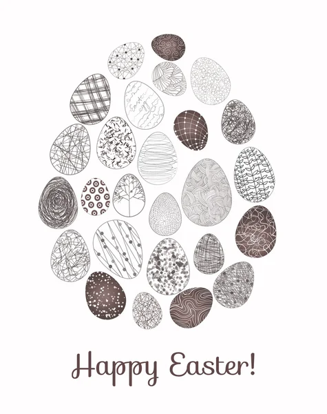 Easter card. Easter egg made of many small eggs. — Stock Vector