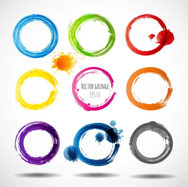 Nine bright watercolor circles. — Stock Vector