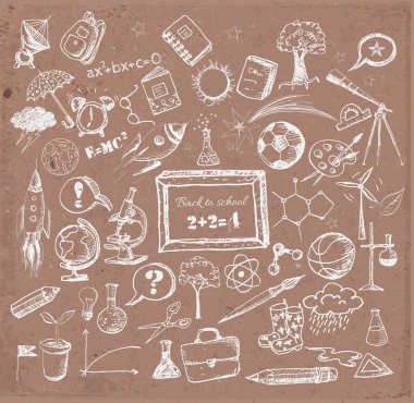 geri okul büyük set doodles