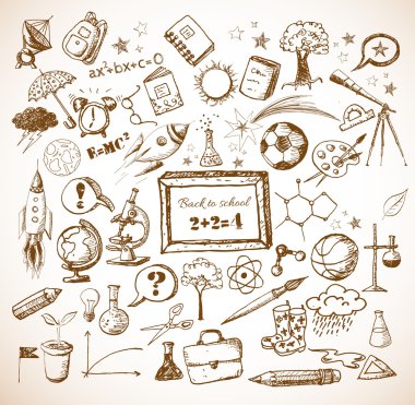 geri okul büyük set doodles
