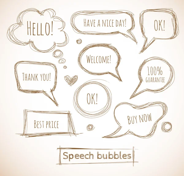 Esquisse de discours et de bulles de pensée — Image vectorielle