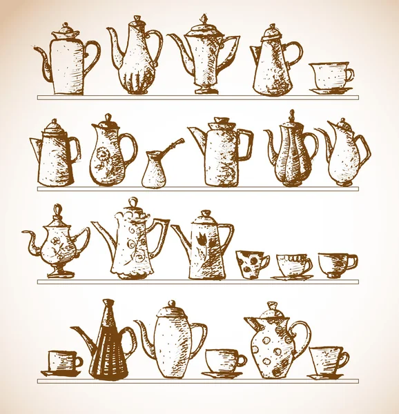 Coffee objects in vintage style. — Stock Vector