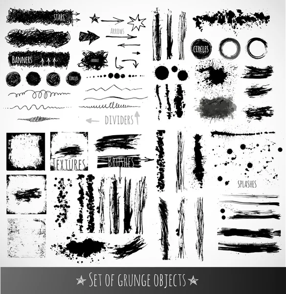 Ink grunge objects for design — Stock Vector