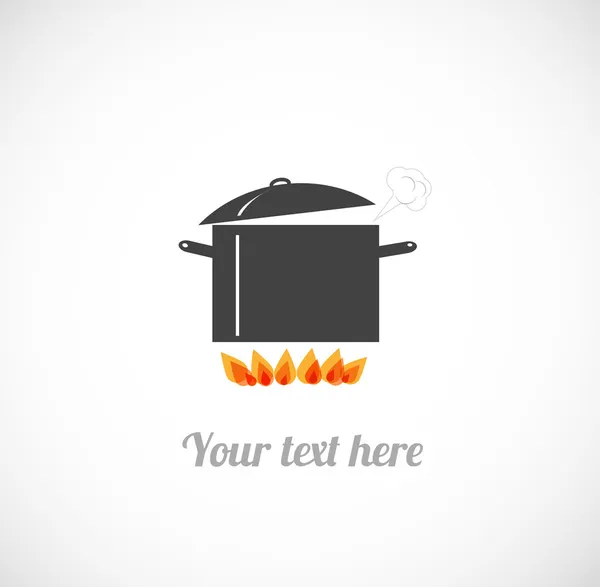 Olla hirviendo en el fuego . — Vector de stock