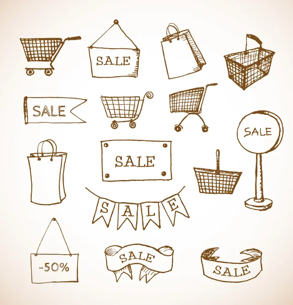 Sketches of shopping objects — Stock Vector