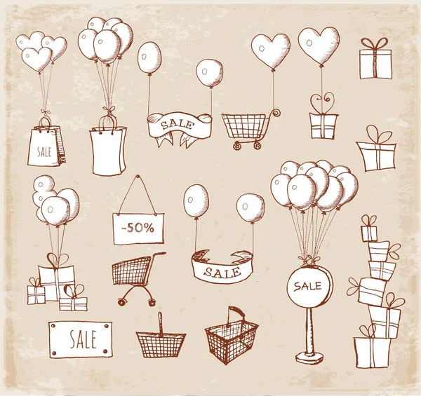 Shopping objets — Image vectorielle