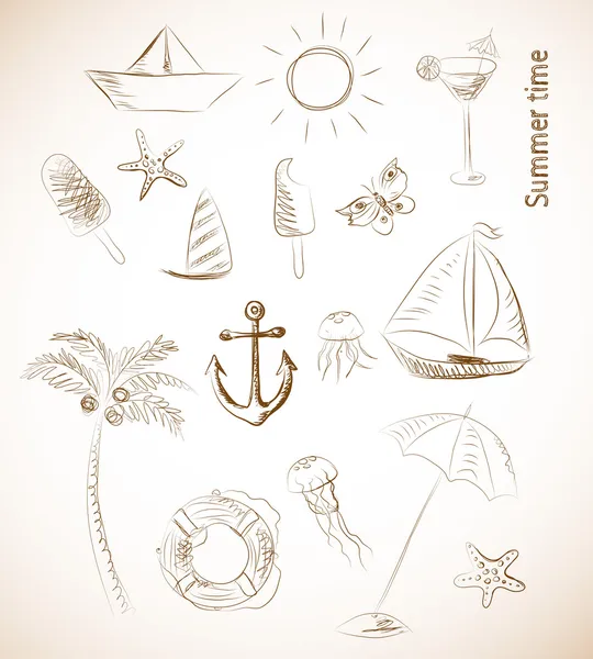 Summer objects — Stock Vector