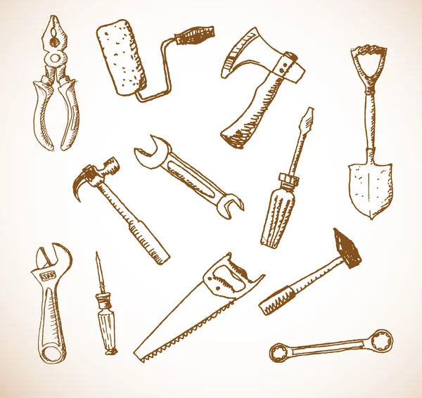 Tools hand drawn — Stock Vector