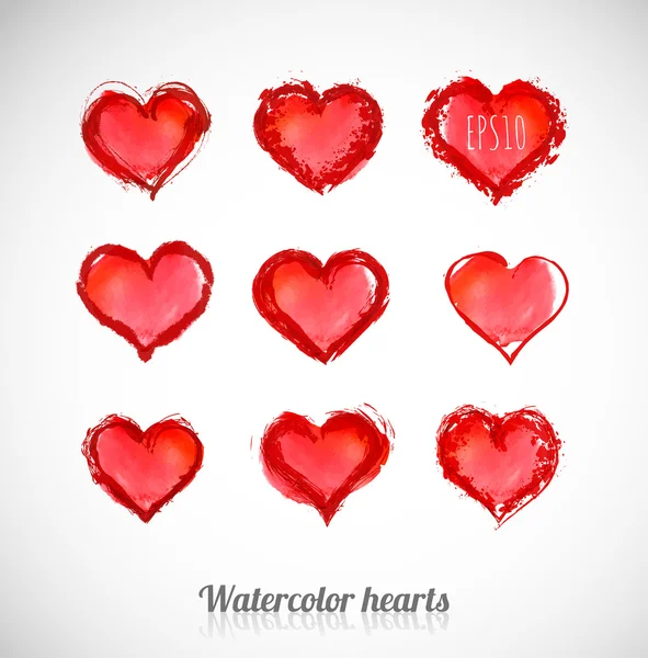 Akvarell Hjärtan. — Stock vektor