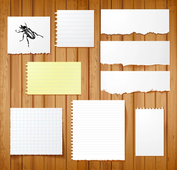 Set of paper objects with bugs for — Stock Vector
