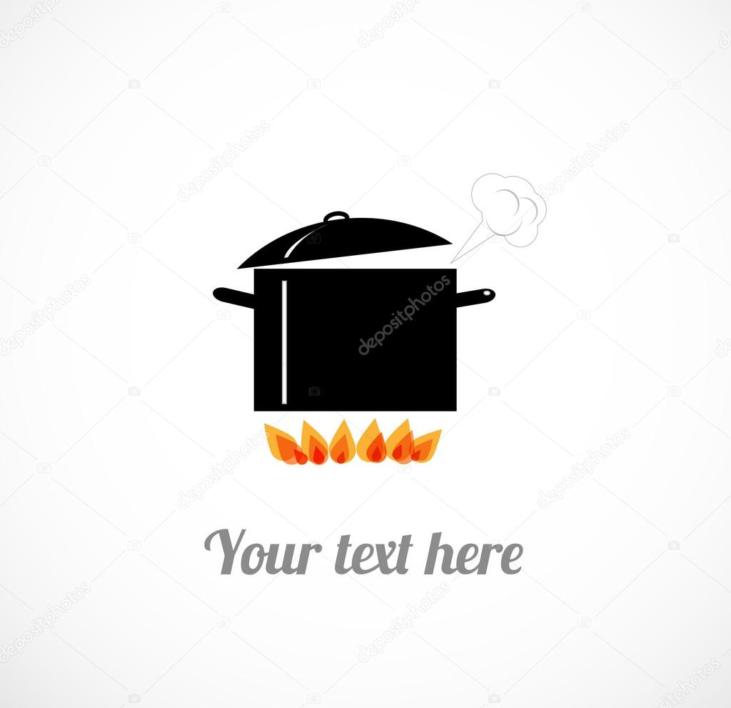 Card with boiling pot on fire.