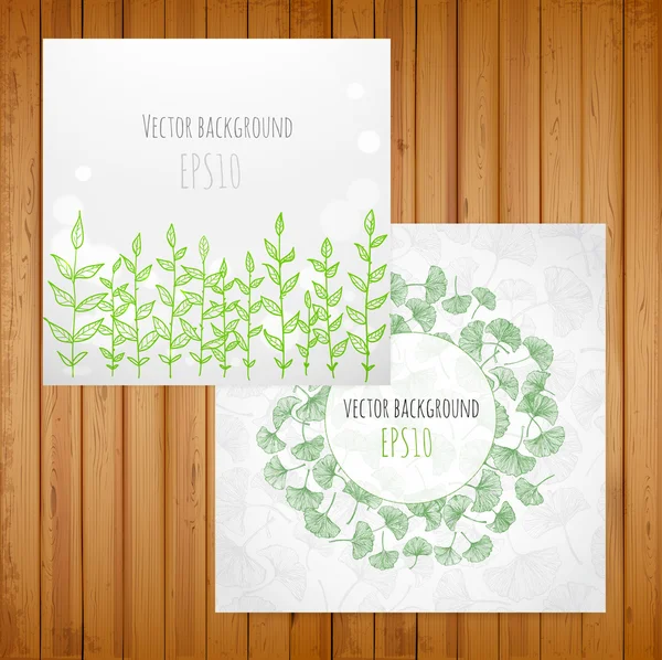 Two spring backgrounds with green leaves — Stock Vector