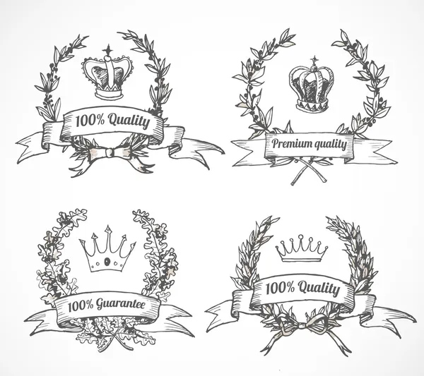 100 étiquettes de croquis de qualité et de qualité supérieure . — Image vectorielle