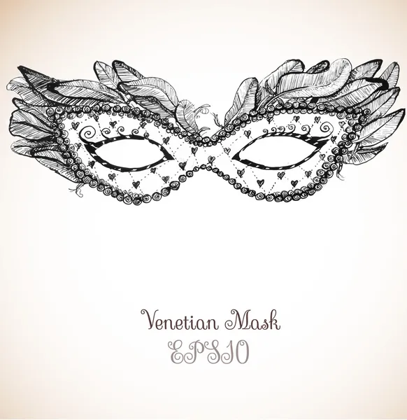 Cartão vintage com máscara festiva veneziana . — Vetor de Stock