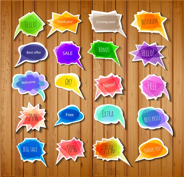 Conjunto de burbujas coloridas de voz de corte de papel . — Vector de stock