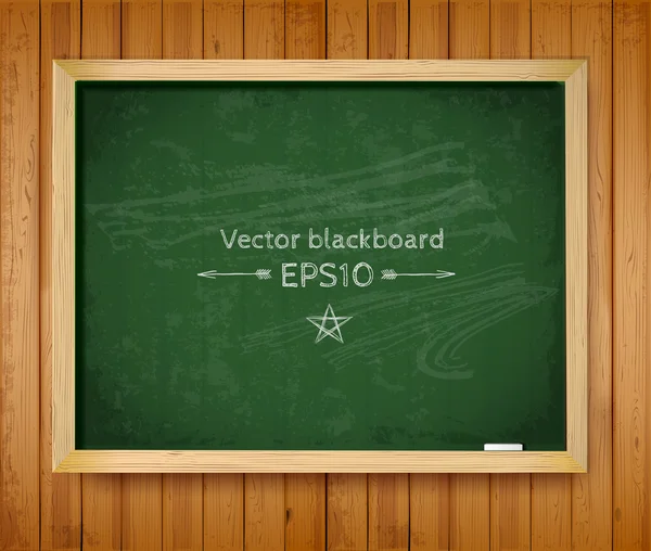 Realistic blackboard on wooden background — Stock Vector