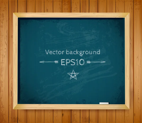 Realistic blackboard on wooden background — Stock Vector