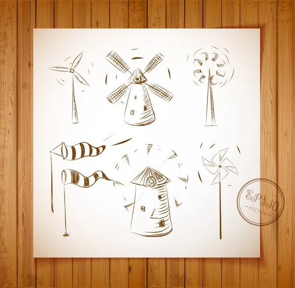 Wind facilities set. — Stock Vector