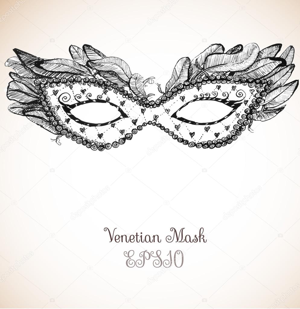 Vintage card with festive venetian mask.
