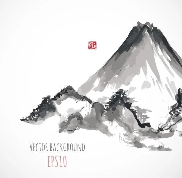Mountains, traditional Japanese style — Stock Vector