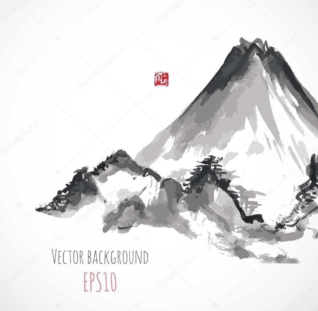Mountains, traditional Japanese style