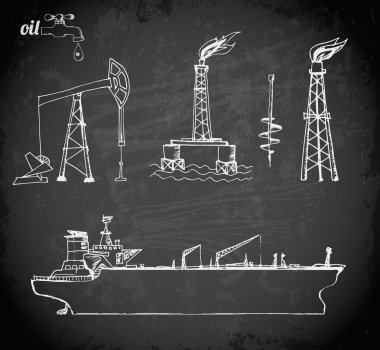 Sketches of oil rigs clipart
