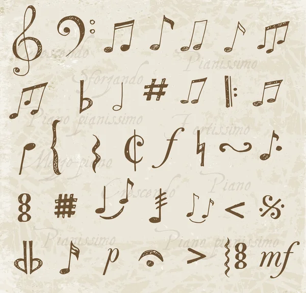 Notas y signos musicales — Vector de stock