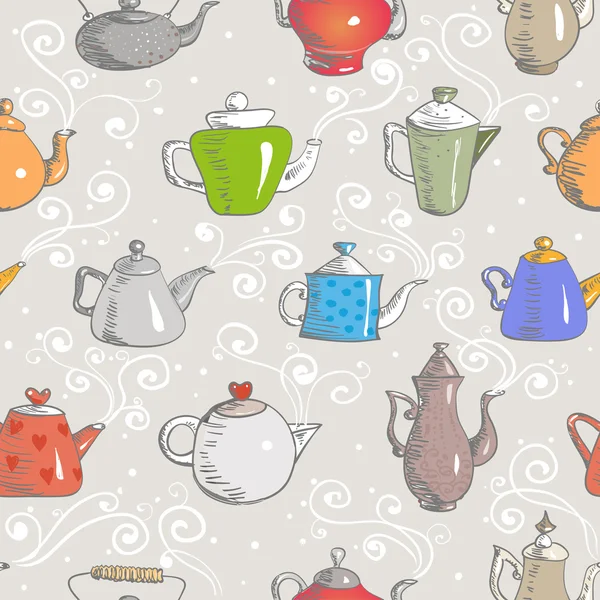 Background with teapots. — Stock Vector
