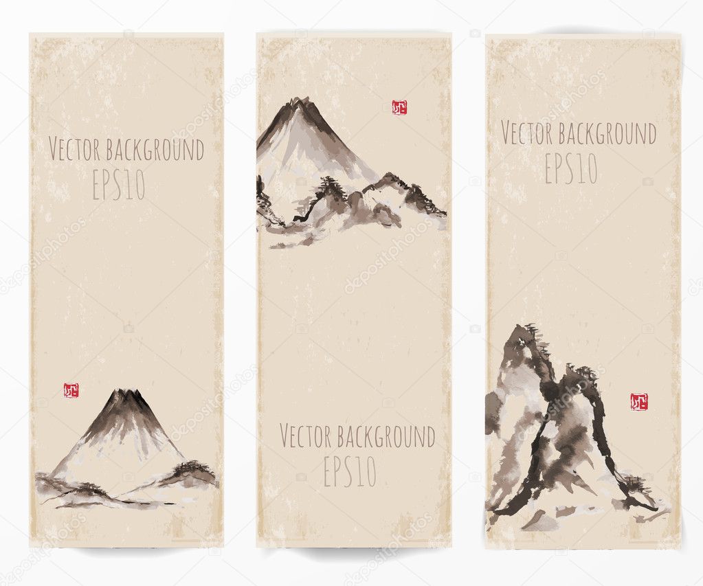 Banners with mountains