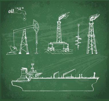 Sketches of oil industry clipart