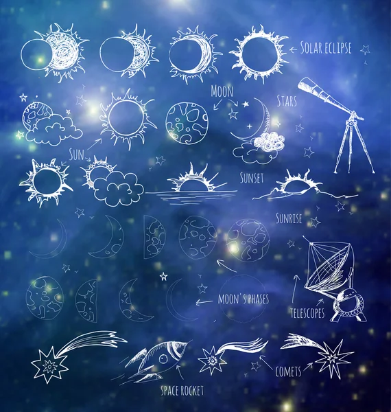 Set of astronomy sketches — Stock Vector