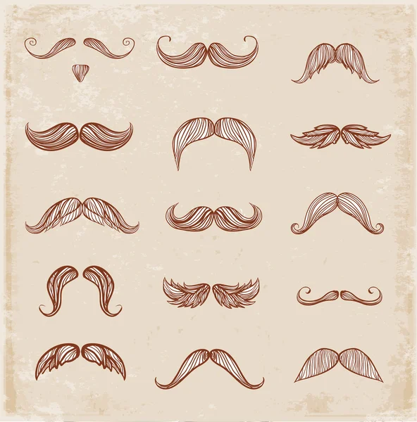 Hand-drawn moustaches — Stock Vector