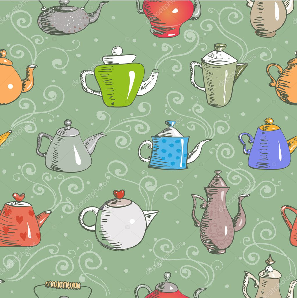 Background with teapots. Stock Vector Image by ©Elinacious #47839105