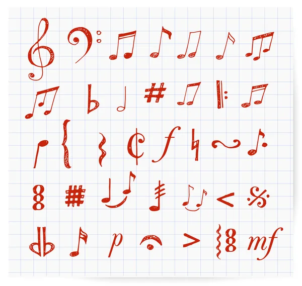 Music notes and signs — Stock Vector