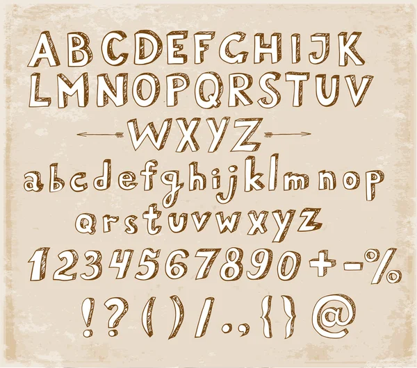 Doodle sketch font in vintage style. — Stock Vector