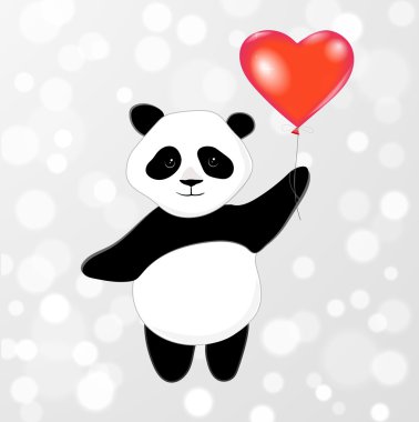kırmızı balon ile Panda
