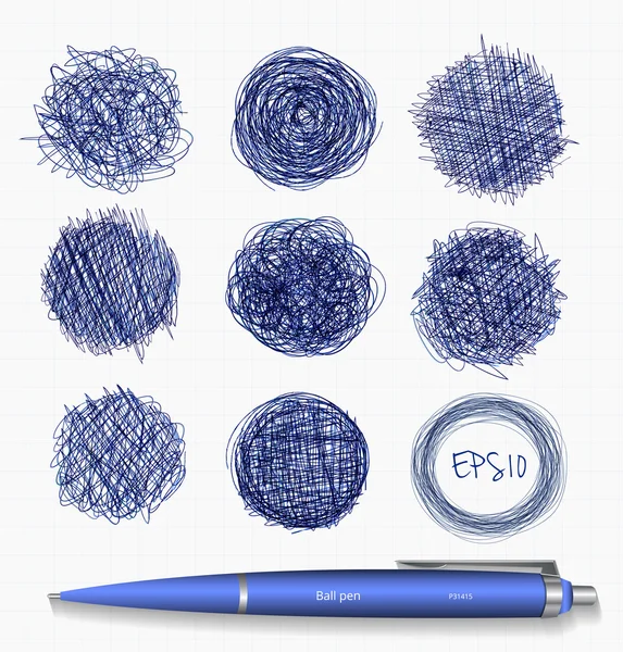 Circle doodle borders with pen. — Stock Vector