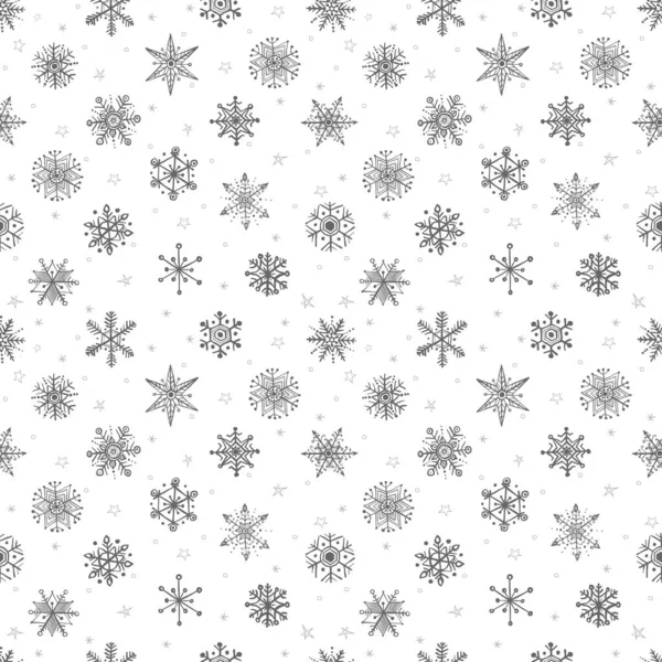 Naadloos Patroon Met Doodle Sneeuwvlokken Kan Worden Gebruikt Voor Behang — Stockvector
