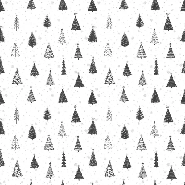 Modèle Sans Couture Avec Des Arbres Noël Doodle Peut Être — Image vectorielle