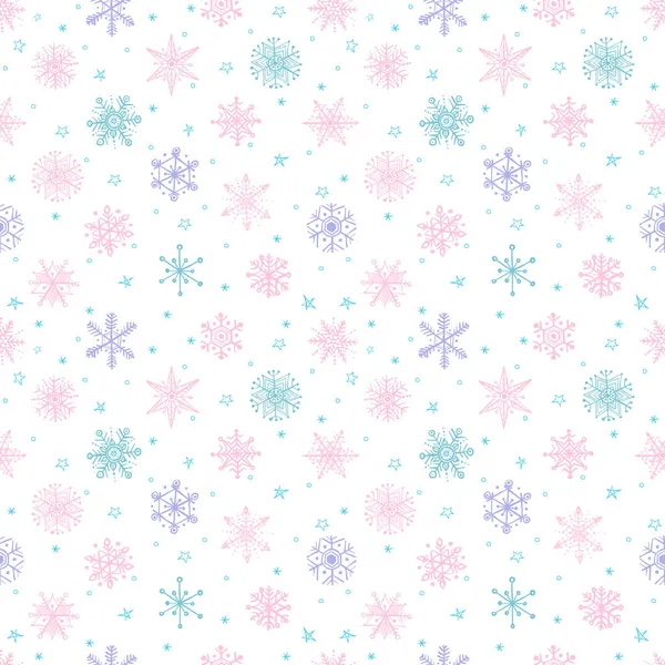 Seamless Pattern Doodle Snowflakes Can Used Wallpaper Pattern Fills Textile — Stock Vector