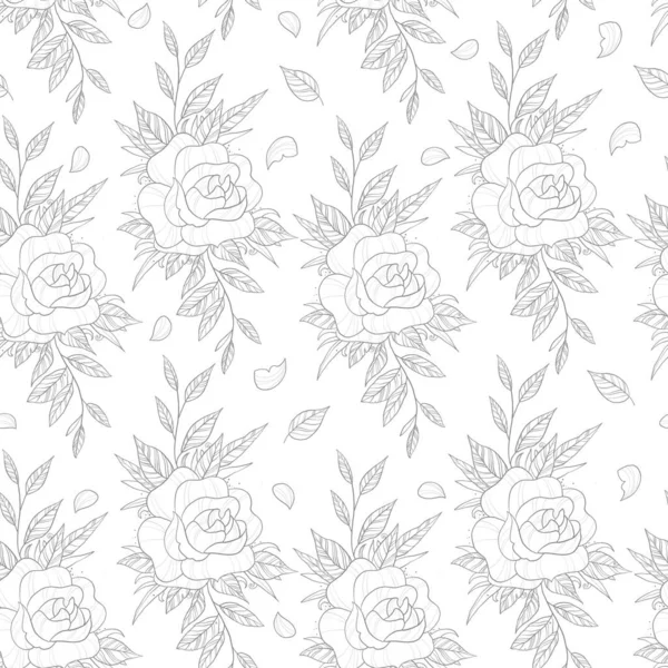 背景为手绘蔷薇白花 可用于墙纸 图案填充 纺织品 网页背景 表面纹理 — 图库矢量图片