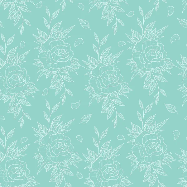 Hand Drawn Rose Flowers Blue Background Can Used Wallpaper Pattern — 图库矢量图片