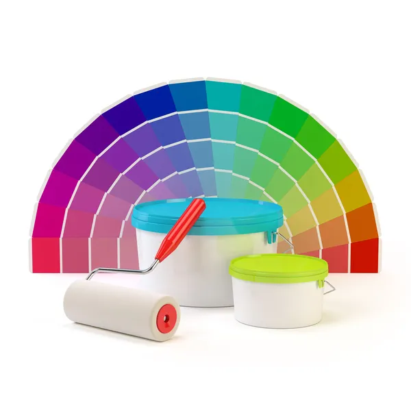 Pantone renk paleti, rulo ve boya tenekeleri