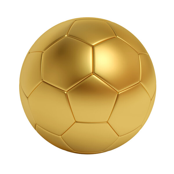 Золотой футбольный мяч на белом фоне
